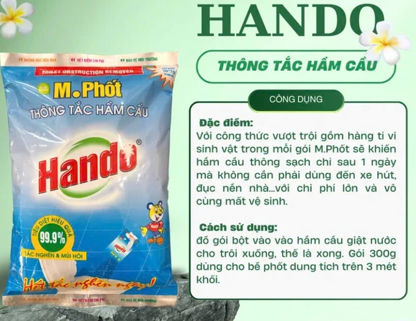  Gói bột thông tắc hầm cầu bể phốt Hando M.phốt 300g 