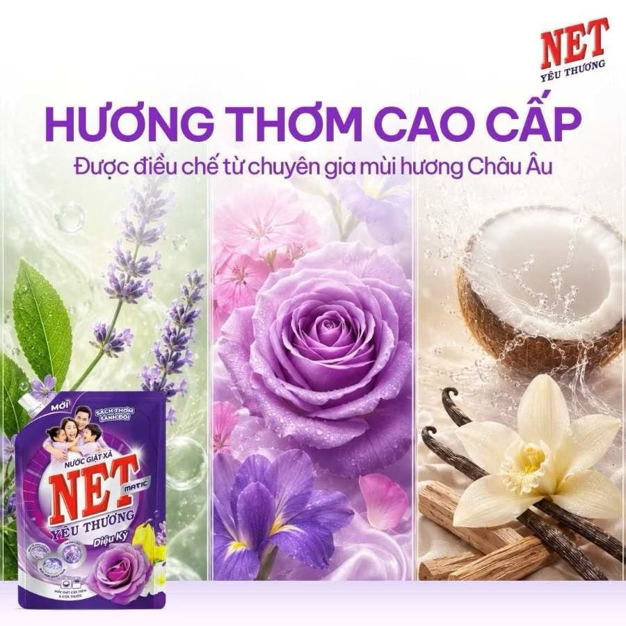  Nước giặt xả NET Matic yêu thương diệu kỳ túi 3kg 