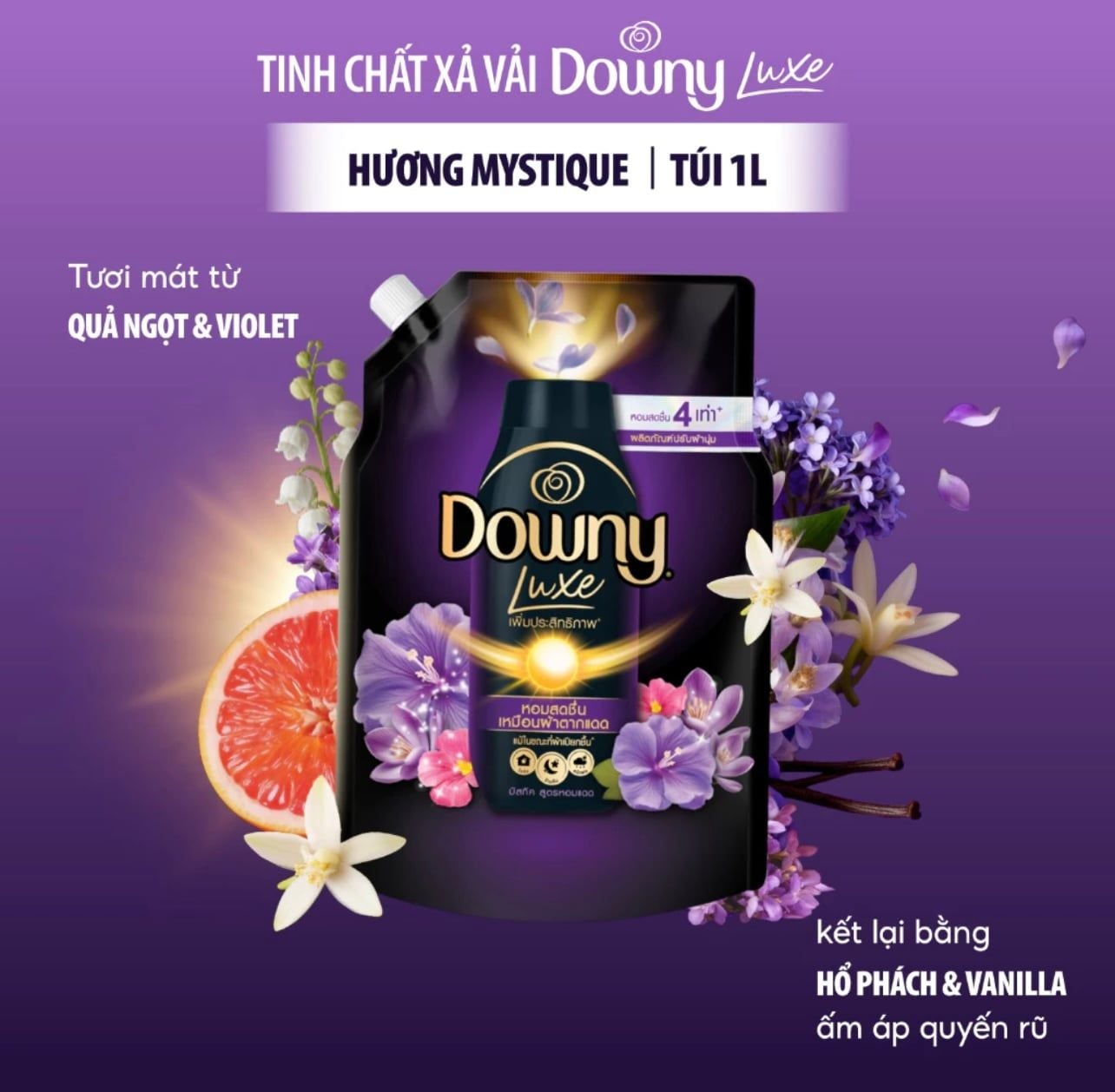  Tinh Chất Xả Vải DOWNY LUXE Tinh Chất Mặt Trời Thơm Như Được Phơi Dưới Nắng - Chai 450ml & Túi 1L 