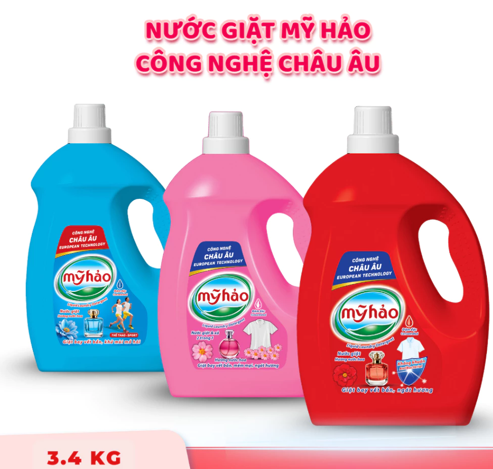  Nước Giặt Cao Cấp Công Nghệ Châu Âu Mỹ Hảo Sạch Vết Bẩn Cứng Đầu Dùng Giặt Tay Và Giặt Máy Bình 3.4KG 