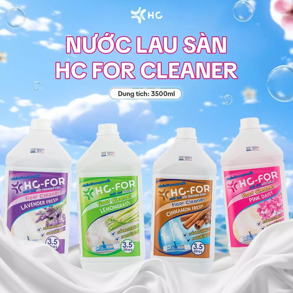  Nước Lau Sàn HC For - Khử Mùi Mạnh Mẽ, Giữ Không Gian Luôn Tươi Mới, Nhanh Khô, Ít Trơn Trượt An Toàn 
