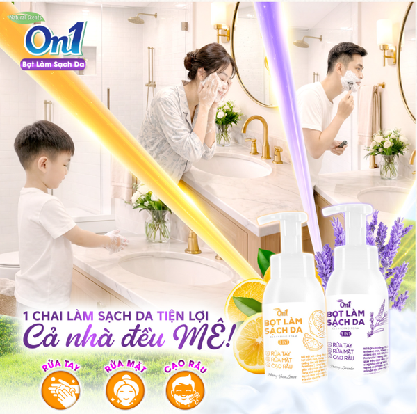  Bọt làm sạch da 3in1 On1 250ml các hương, rửa tay - rửa mặt - cạo râu, làm sạch nhanh - dịu nhẹ, dưỡng ẩm & cân bằng da 