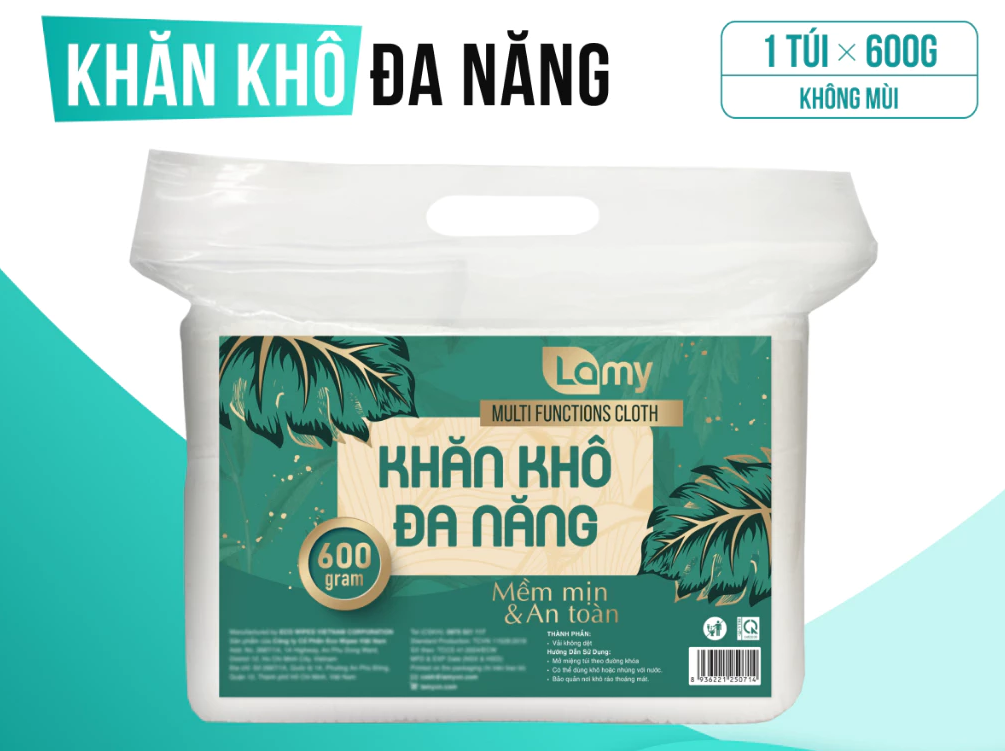  Khăn vải khô đa năng Lamy túi 600gram 500 tờ không mùi 