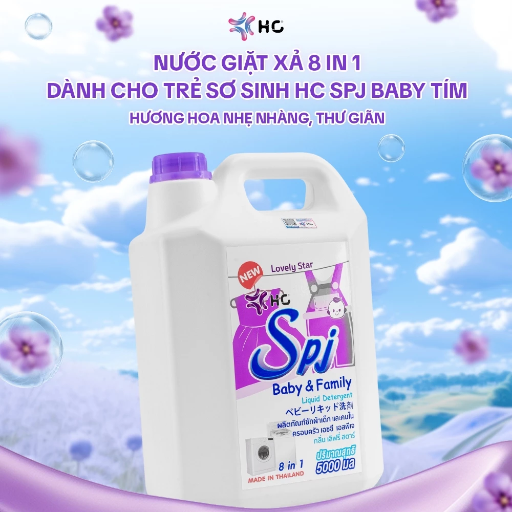  Nước Giặt Xả HC SPJ BABY 8 in 1 Dành Cho Trẻ Nhỏ - Dịu Nhẹ, Thơm Ngọt, An Toàn Cho Làn Da Bé Yêu 