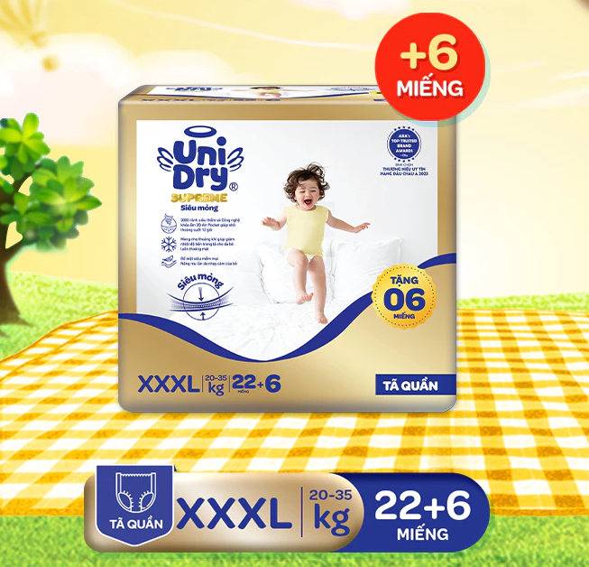  Tã quần UniDry Supreme size XXXL22 + 6 
