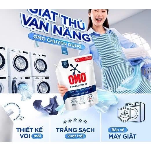  Nước Giặt OMO Chuyên Dụng Trắng Sạch Vượt Trội 4.5kg 