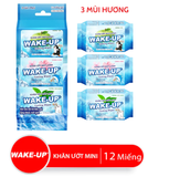  Khăn ướt mát lạnh Wake-up mini 12 miếng, lốc 3 gói Khử Mồ Hôi Hiệu Quả 