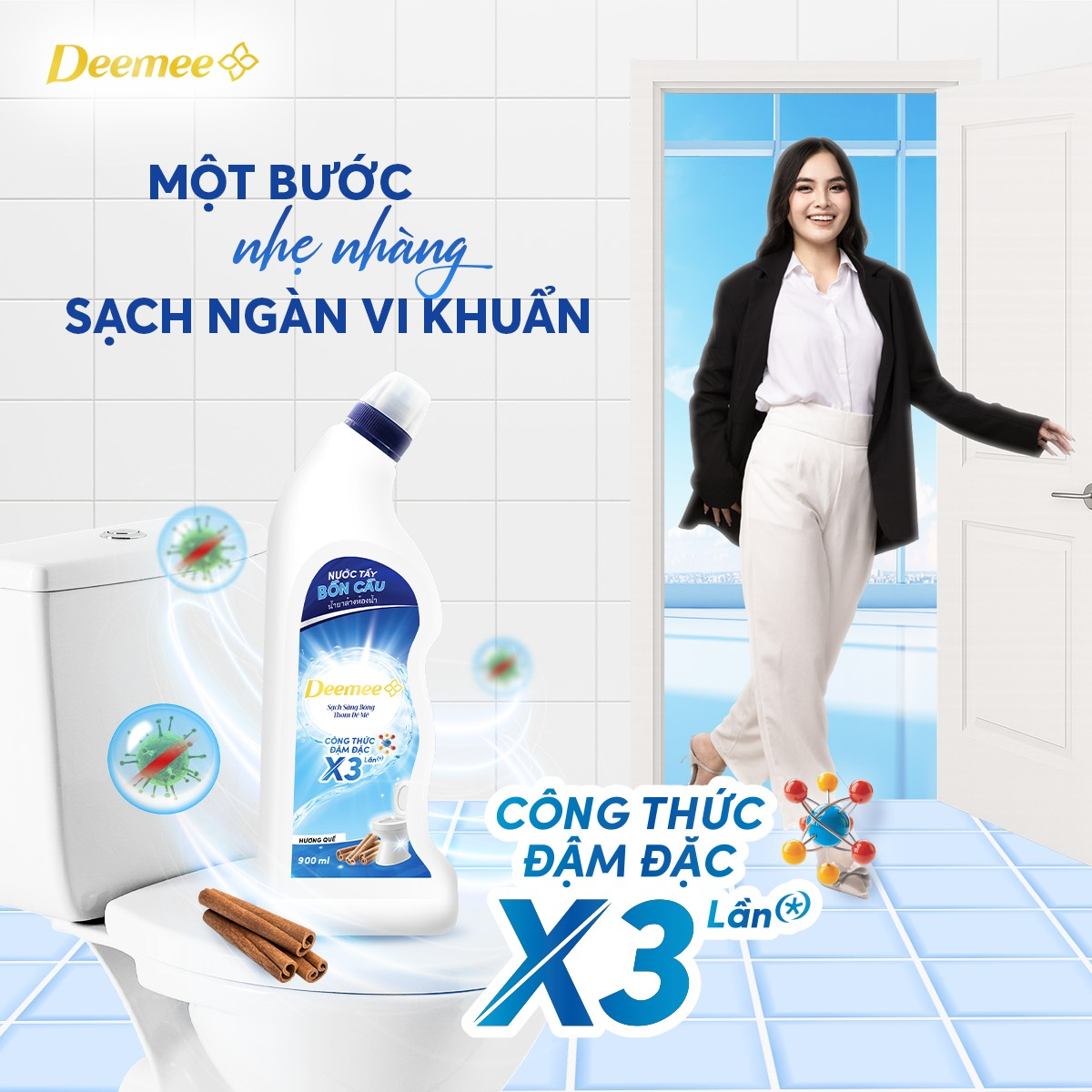  Nước Tẩy Bồn Cầu Deemee Hương Quế 900 ml 