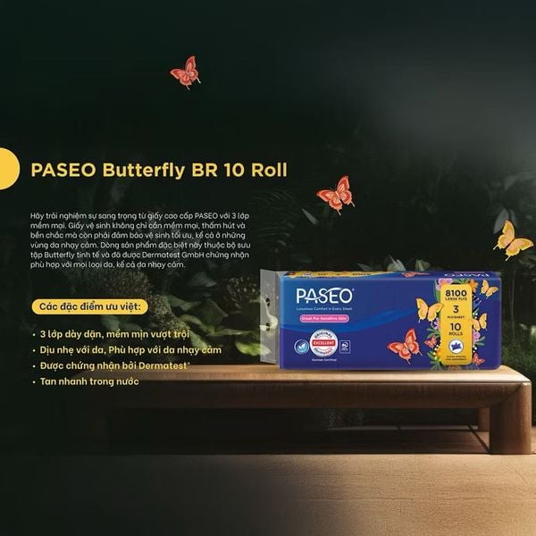  [Lốc 10 Cuộn] Giấy Vệ Sinh Paseo Cao Cấp Mềm Mịn Tan Được Trong Nước Không Gây Tắc Nghẽn (3 Lớp) 