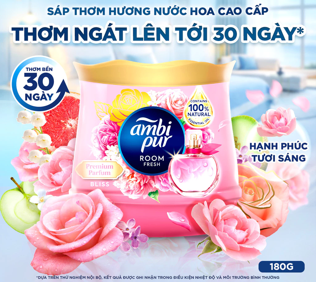  Sáp Thơm Phòng AMBI PUR Hương Nước Hoa Cao Cấp Nhiều Mùi Hương Hộp 180g 