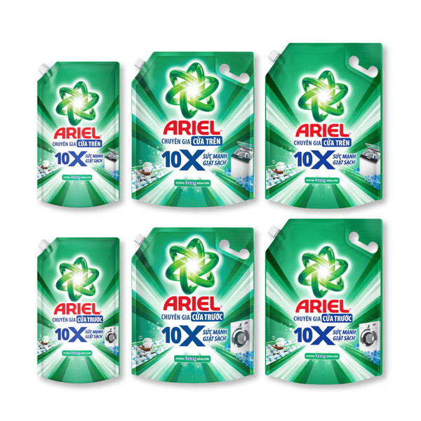  Nước Giặt Gel ARIEL 10X Sức Mạnh Giặt Sạch Chuyên Gia Cửa Trước - Cửa Trên Hương Downy Nắng Sớm Túi 1.37 - 4.05KG 