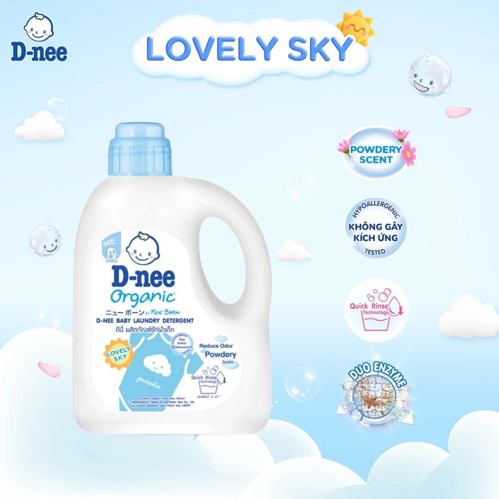 Nước giặt D-nee cho trẻ sơ sinh, mềm dịu, thơm nhẹ, không hư hại quần áo - Can 960ml - 2 Hương thơm 