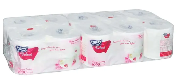  Giấy Vệ Sinh Pulppy Cao Cấp Velvet Hương Hoa Thiên Nhiên 1 Lốc 10 Cuộn x 2 Lớp Mềm Mịn Siêu Thấm Hút 