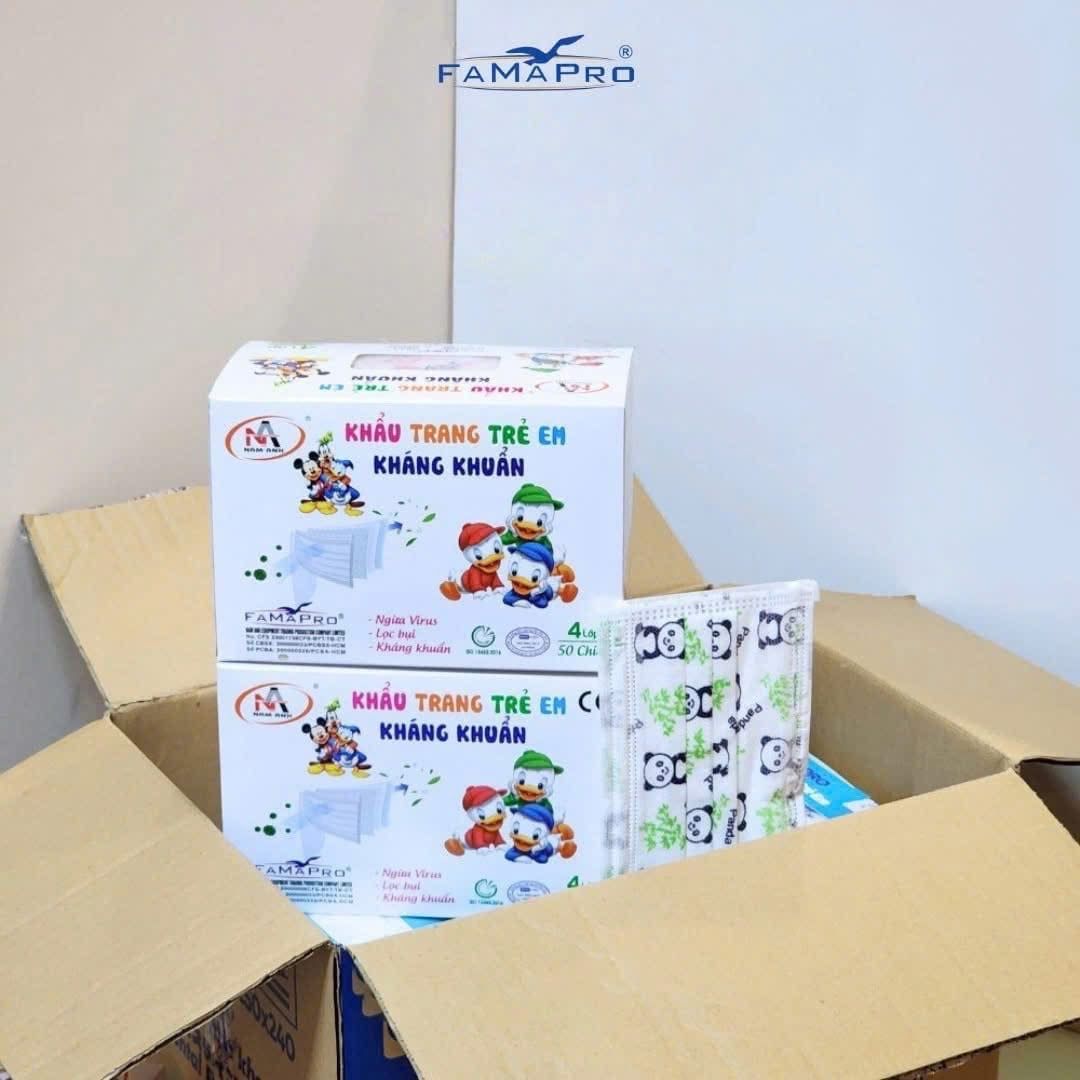  Khẩu trang y tế trẻ em 3-4 lớp Famapro MAX KIDS 50 cái/hộp (bé 15-30kg) 