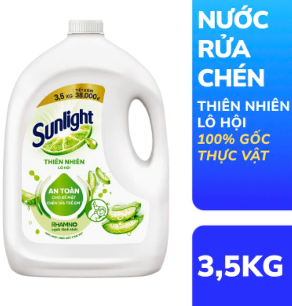  Nước rửa chén Sunlight Khử mùi tanh Matcha Trà nhật/ Lô hội 3.5kg 