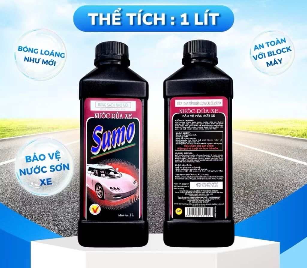  Nước Rửa Xe Sumo Wash & Wax 1 Lít  Đen Mới Nước Rửa Xe Bảo Vệ Nước Sơn Xe Rưa Xe Ô Tô 