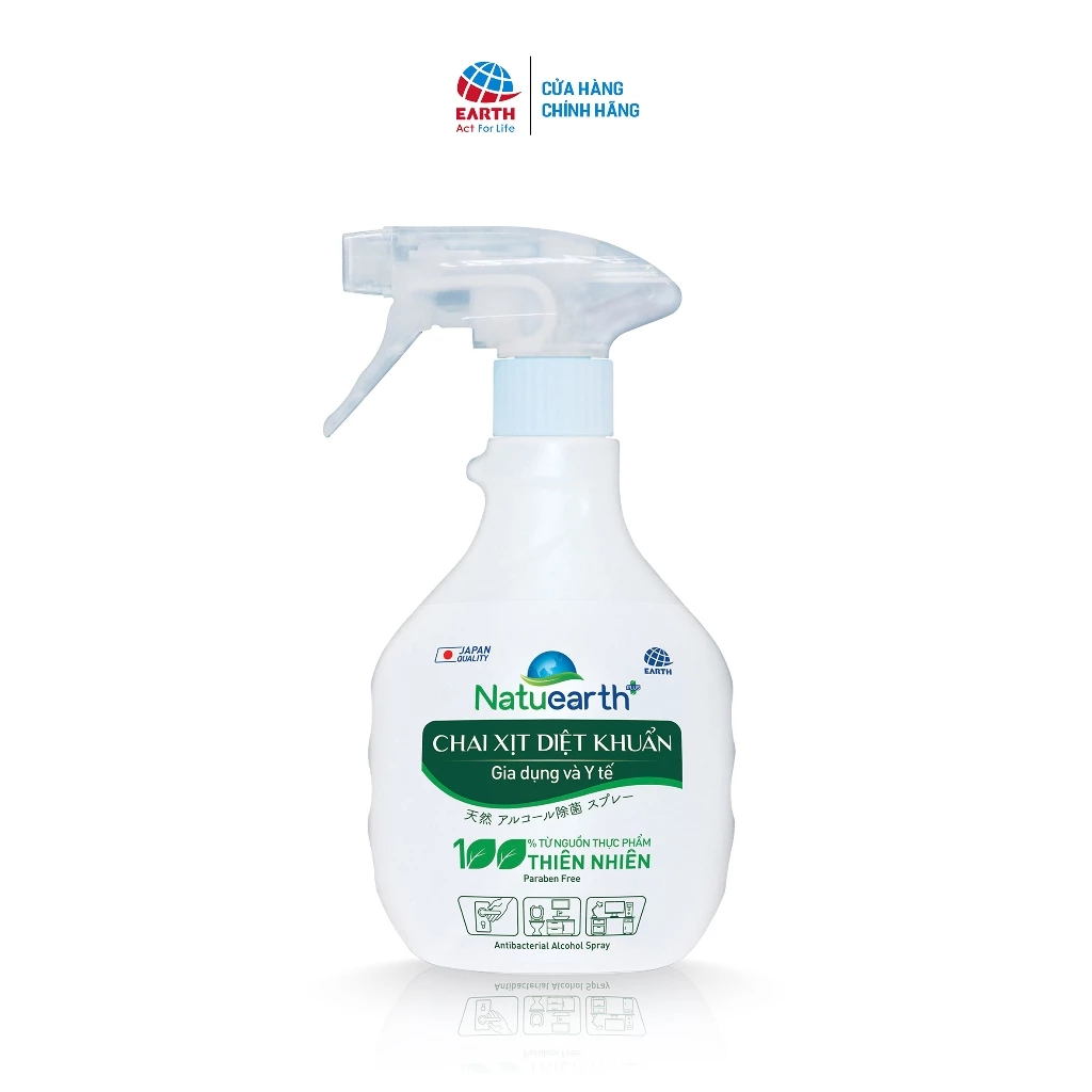  Xịt sát khuẩn đa năng Natuearth Plus 410ml làm sạch nhanh, an toàn, không gây hại cho da tay, giữ bếp sạch khuẩn 