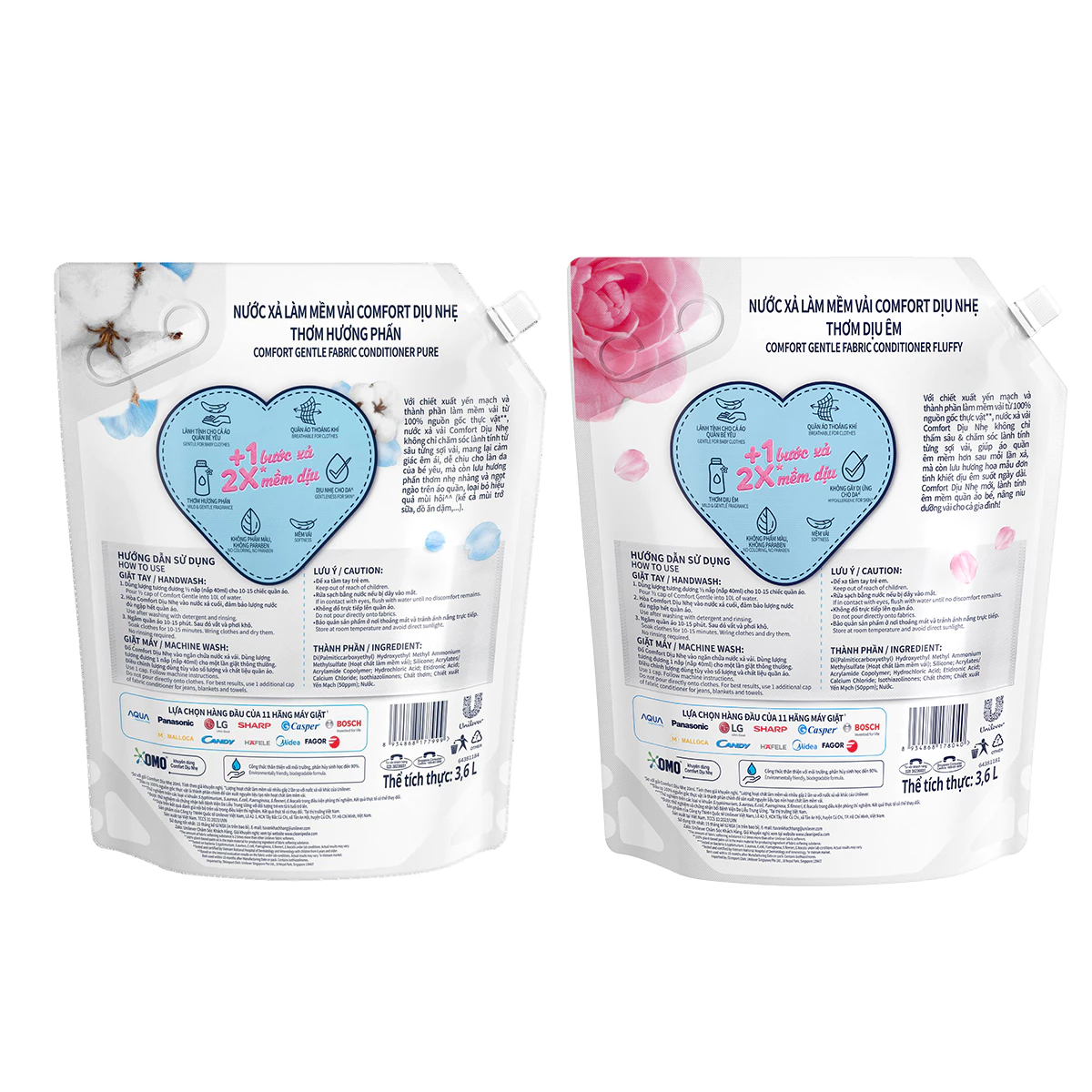  Nước Xả Vải Comfort Dịu Nhẹ Túi 3,6L 