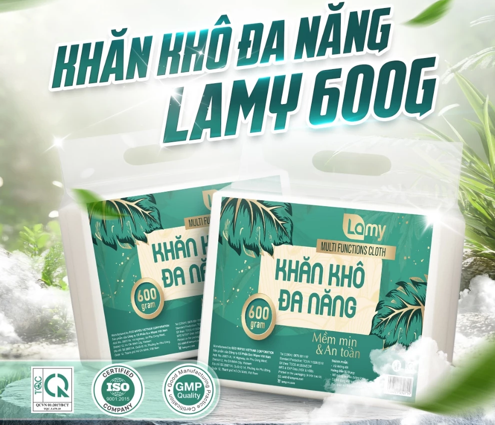  Khăn vải khô đa năng Lamy túi 600gram 500 tờ không mùi 
