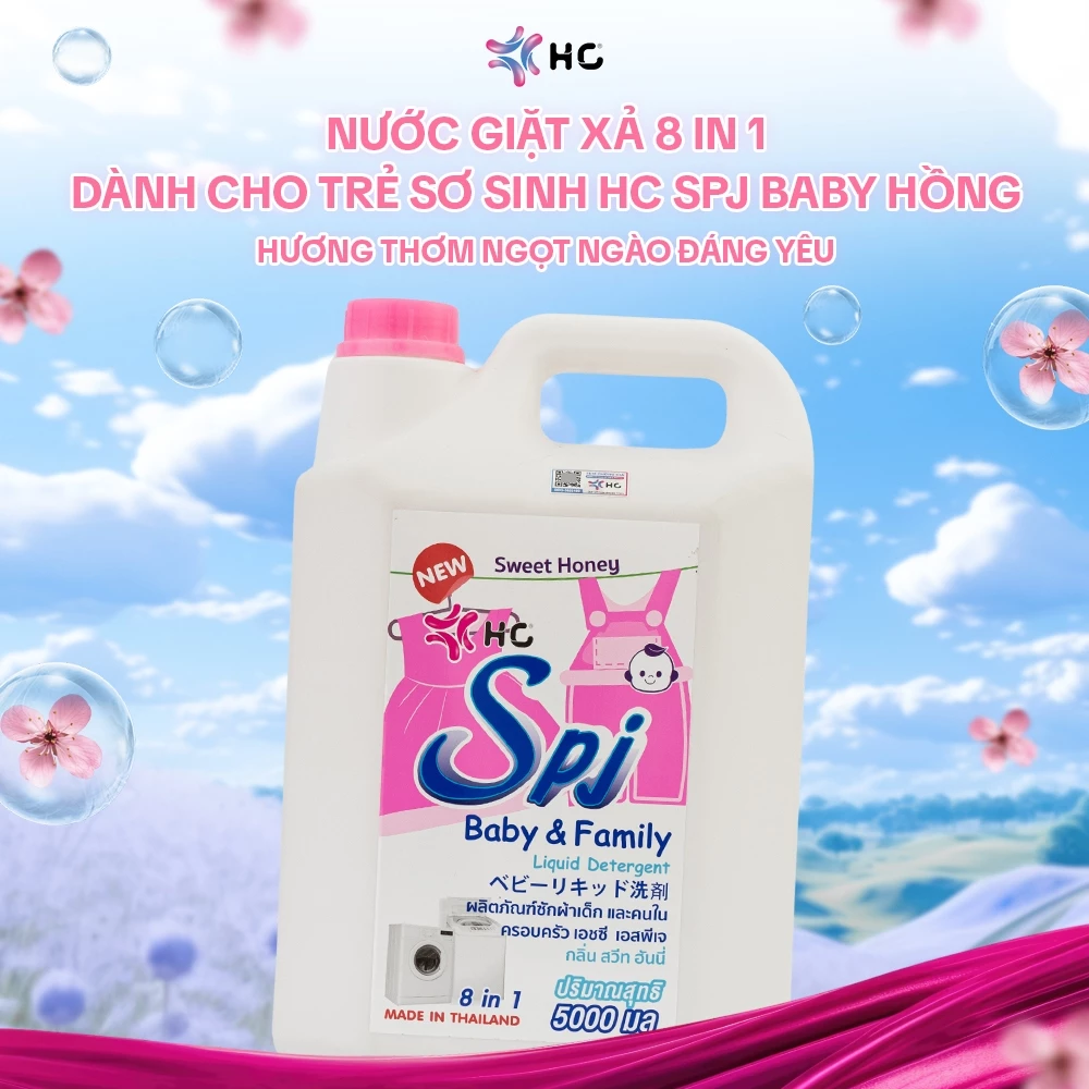  Nước Giặt Xả HC SPJ BABY 8 in 1 Dành Cho Trẻ Nhỏ - Dịu Nhẹ, Thơm Ngọt, An Toàn Cho Làn Da Bé Yêu 
