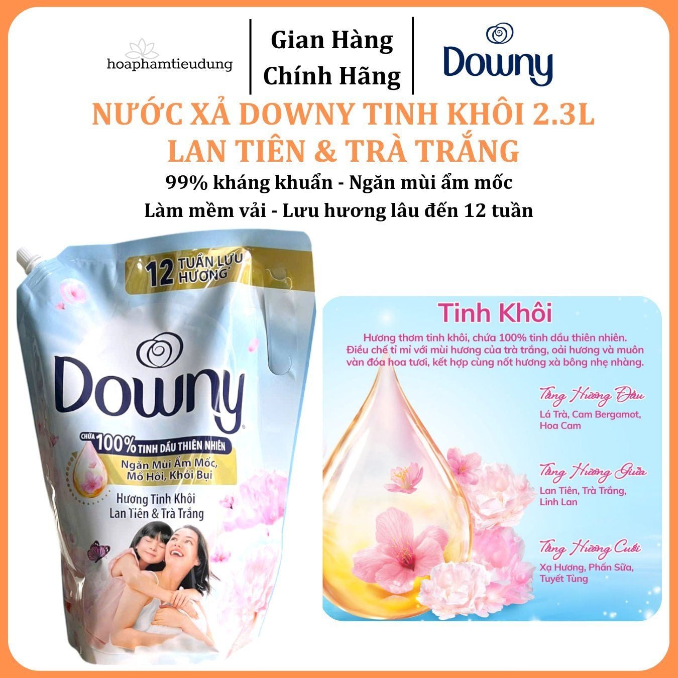  Nước xả vải Downy 1.25-1.45-1.6L-2.3L 