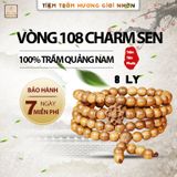  Vòng Trầm hương Như Ý 108 hạt – 8 ly + Charm hoa sen 