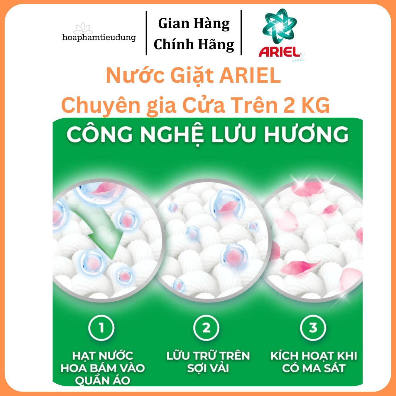  Nước giặt Ariel 2kg hương Downy Nắng Sớm (Máy giặt cửa trên) 
