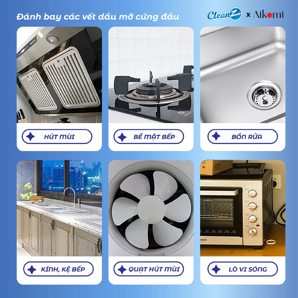  Bình xịt tẩy dầu mỡ nhà bếp CleanZ 450ml đánh bay vết bẩn cứng đầu trên xoong nồi,tường gạch, lưới máy hút mùi 