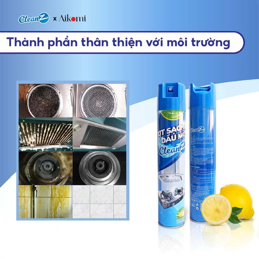  Bình xịt tẩy dầu mỡ nhà bếp CleanZ 450ml đánh bay vết bẩn cứng đầu trên xoong nồi,tường gạch, lưới máy hút mùi 
