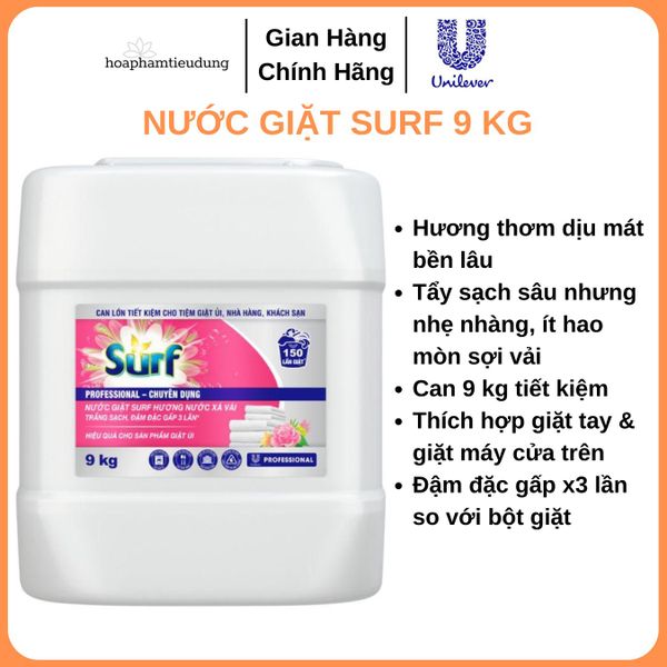  Nước giặt Surf Hương Hoa Cỏ Diệu Kì can lớn 9kg - Siêu tiết kiệm 