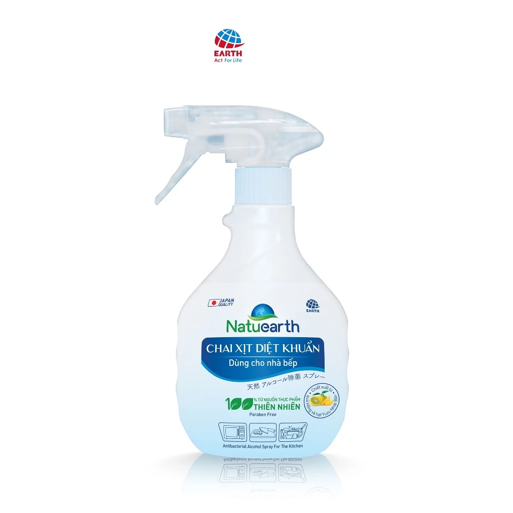  Xịt sát khuẩn đa năng Natuearth Plus 410ml làm sạch nhanh, an toàn, không gây hại cho da tay, giữ bếp sạch khuẩn 