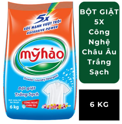  Bột Giặt 5X Đậm Đặc Mỹ Hảo Công Nghệ Châu Âu Nhanh Hòa Tan Trong Mọi Nguồn Nước Túi 3 - 6KG 
