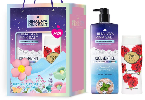  Hộp quà muối hồng Gội Himalaya 650ml tặng Sữa tắm DR 200g 