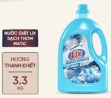  Nước giặt Lix sạch thơm hương mật ngọt/ rạng rỡ/ quyến rũ/ thanh khiết CHAI 3.3KG sạch nhanh vết bẩn 