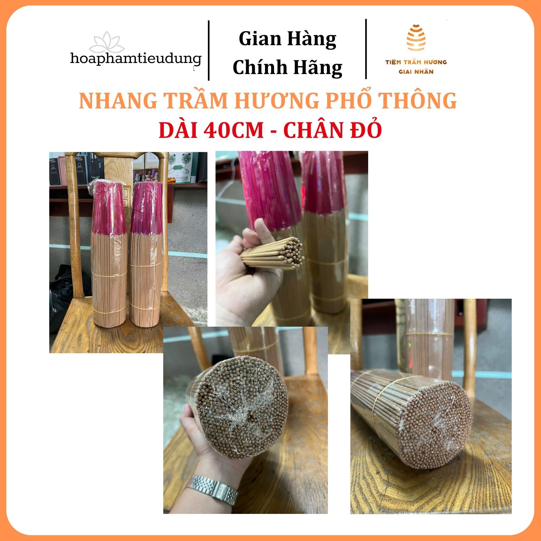  Nhang Trầm Hương (Dòng Phổ Thông) - Chân Đỏ Dài 40cm 