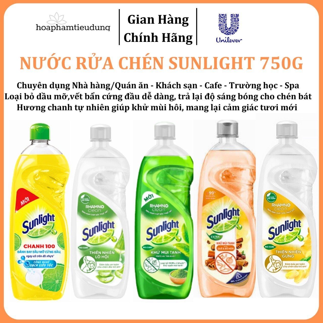  Nước rửa chén Sunlight chai 750g 