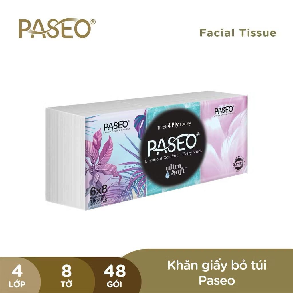  Khăn Giấy Bỏ Túi PASEO Luxury 6 Gói /Lốc Phù Hợp Kể Cả Da Nhạy Tiện Lợi Mang Theo (4 Lớp) 