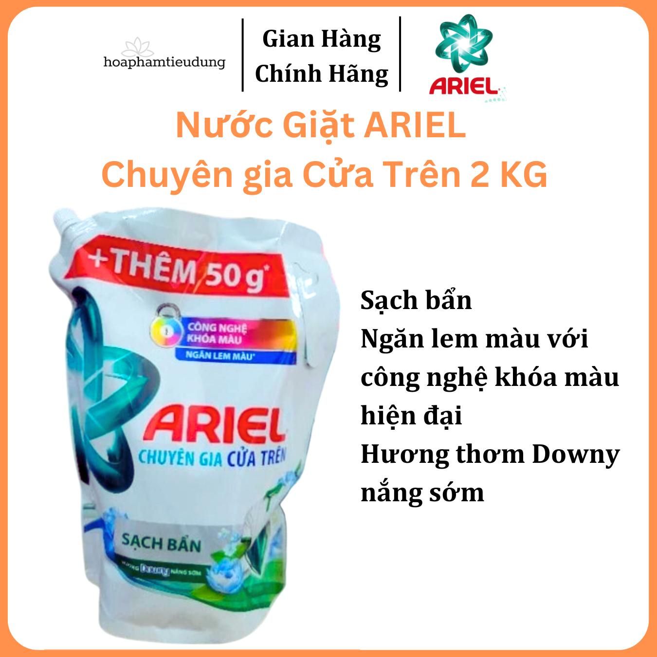  Nước giặt Ariel 2kg hương Downy Nắng Sớm (Máy giặt cửa trên) 