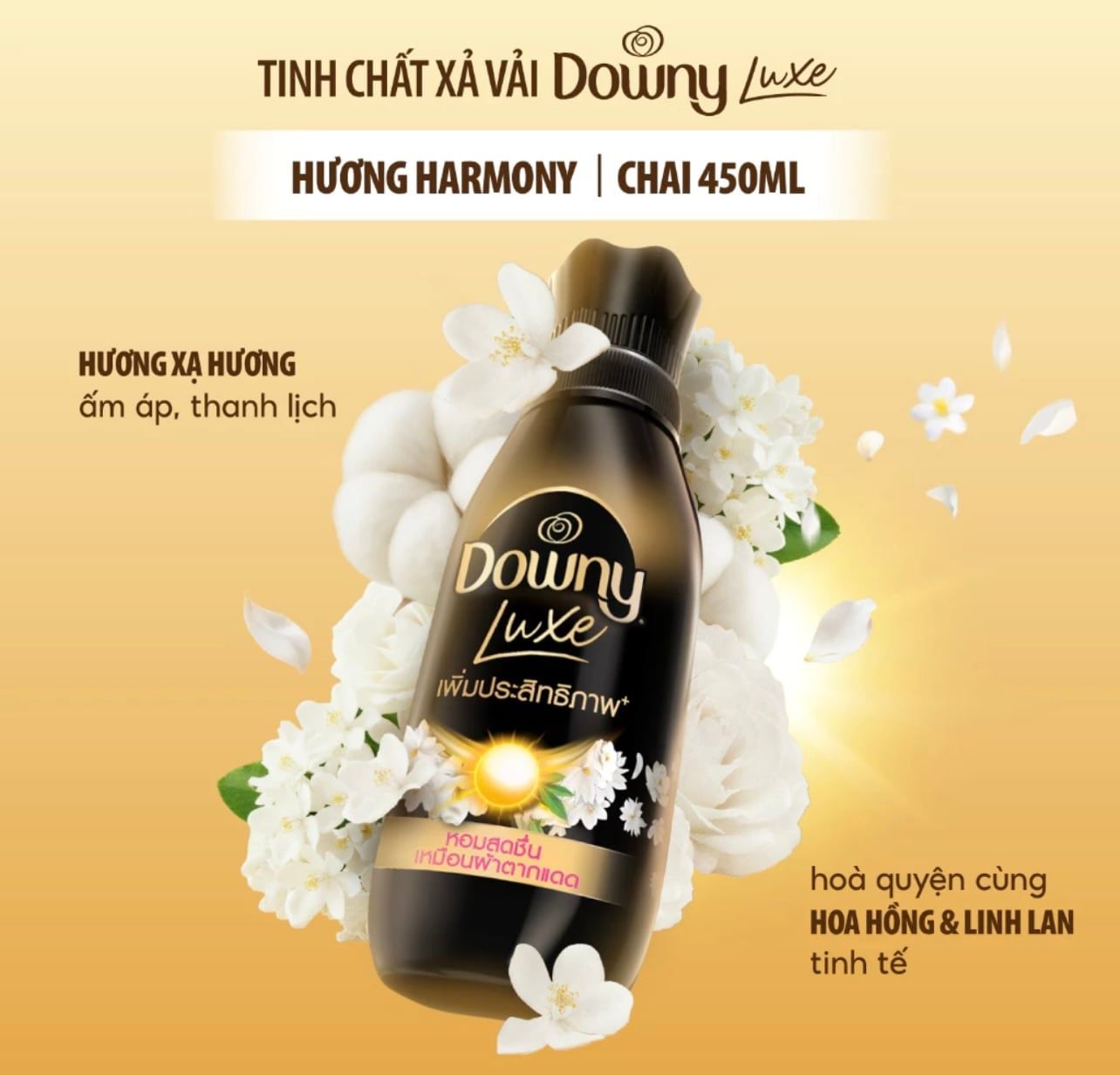  Tinh Chất Xả Vải DOWNY LUXE Tinh Chất Mặt Trời Thơm Như Được Phơi Dưới Nắng - Chai 450ml & Túi 1L 