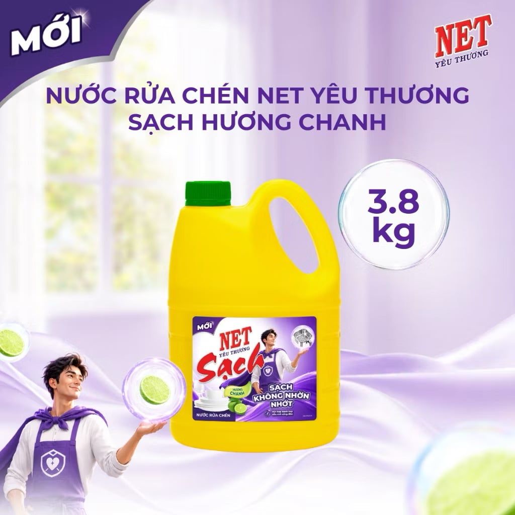  Nước rửa chén NET Sạch yêu thương can 3.8kg 