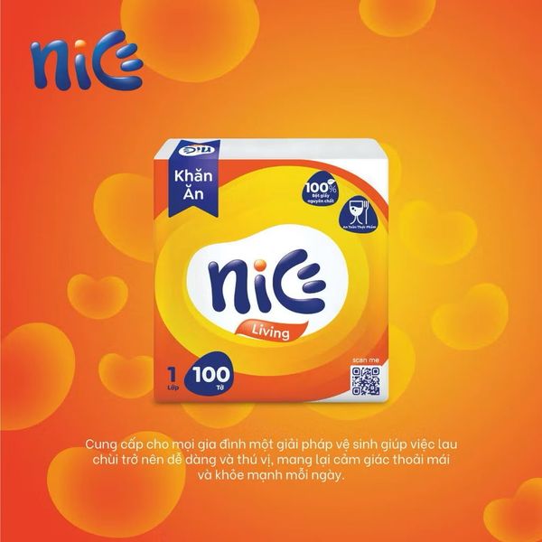  [Gói 100 Tờ] Khăn Ăn NICE Mềm Mại An Toàn Thấm Hút Dầu Thừa  Khăn Giấy Rút Tiện Lợi (1 Lớp) 