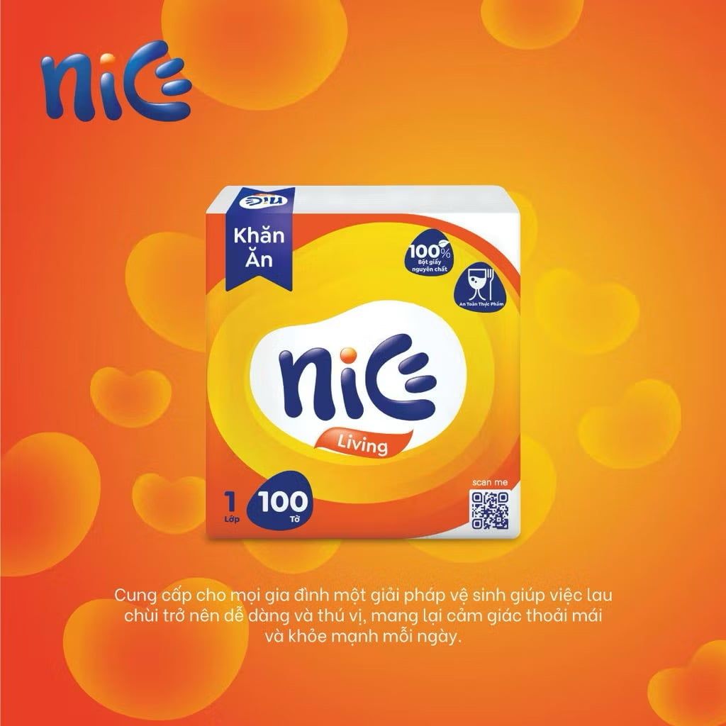  [Gói 100 Tờ] Khăn Ăn NICE Mềm Mại An Toàn Thấm Hút Dầu Thừa  Khăn Giấy Rút Tiện Lợi (1 Lớp) 