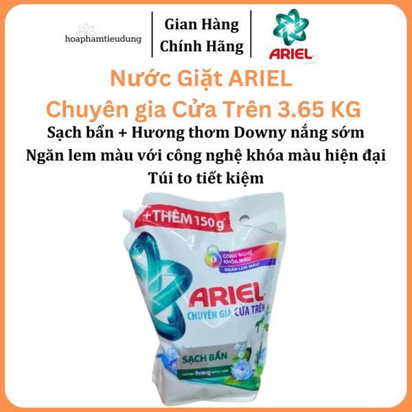  Nước Giặt ARIEL Chuyên Gia Cửa Trên Ngăn Lem Màu Hương Downy Nắng Sớm/ Nước Hoa Túi 3.65 KG 