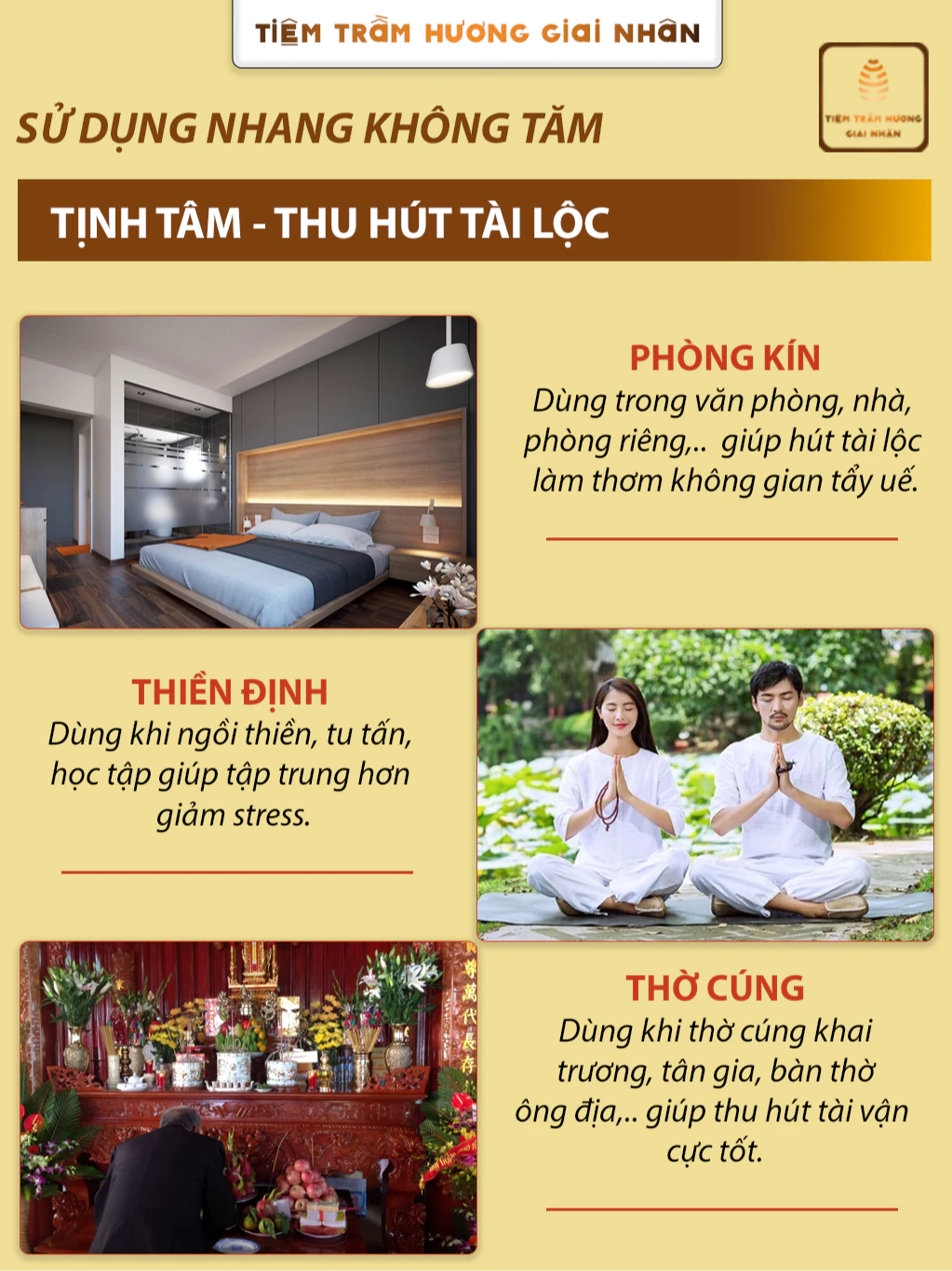  Nhang Trầm hương không tăm An Lạc + Khay gỗ 