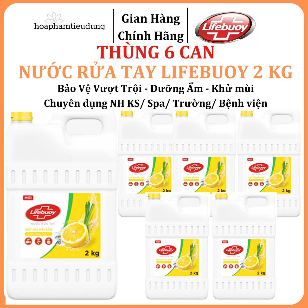  Nước rửa tay Lifebuoy chanh sả 2 Kg khử mùi hải sản 