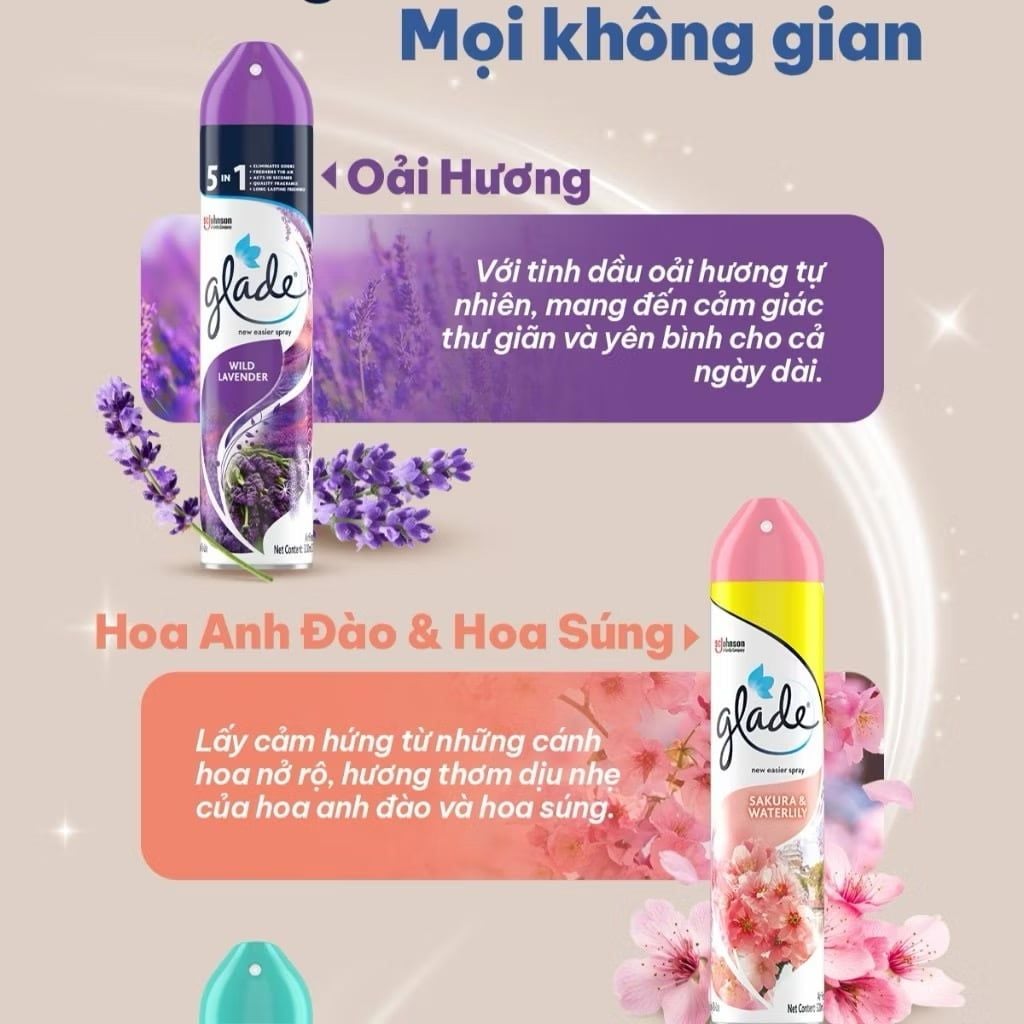  Xịt Thơm Phòng Khử Mùi Lưu Hương Bền Lâu GLADE  280ml 