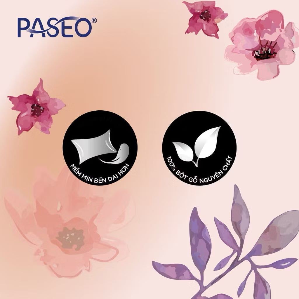  [Lốc 4 Gói] Khăn Giấy Lau Mặt PASEO 250 Tờ/Gói Mềm Mịn Không Bụi An Toàn Cho Da Nhạy Cảm (2 Lớp) 