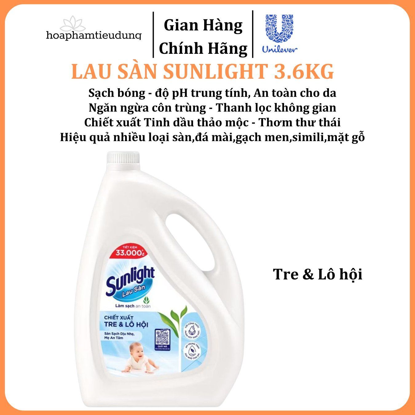  Nước lau sàn Sunlight tinh dầu thảo mộc hương hoa lily và hương thảo can 3.6kg 