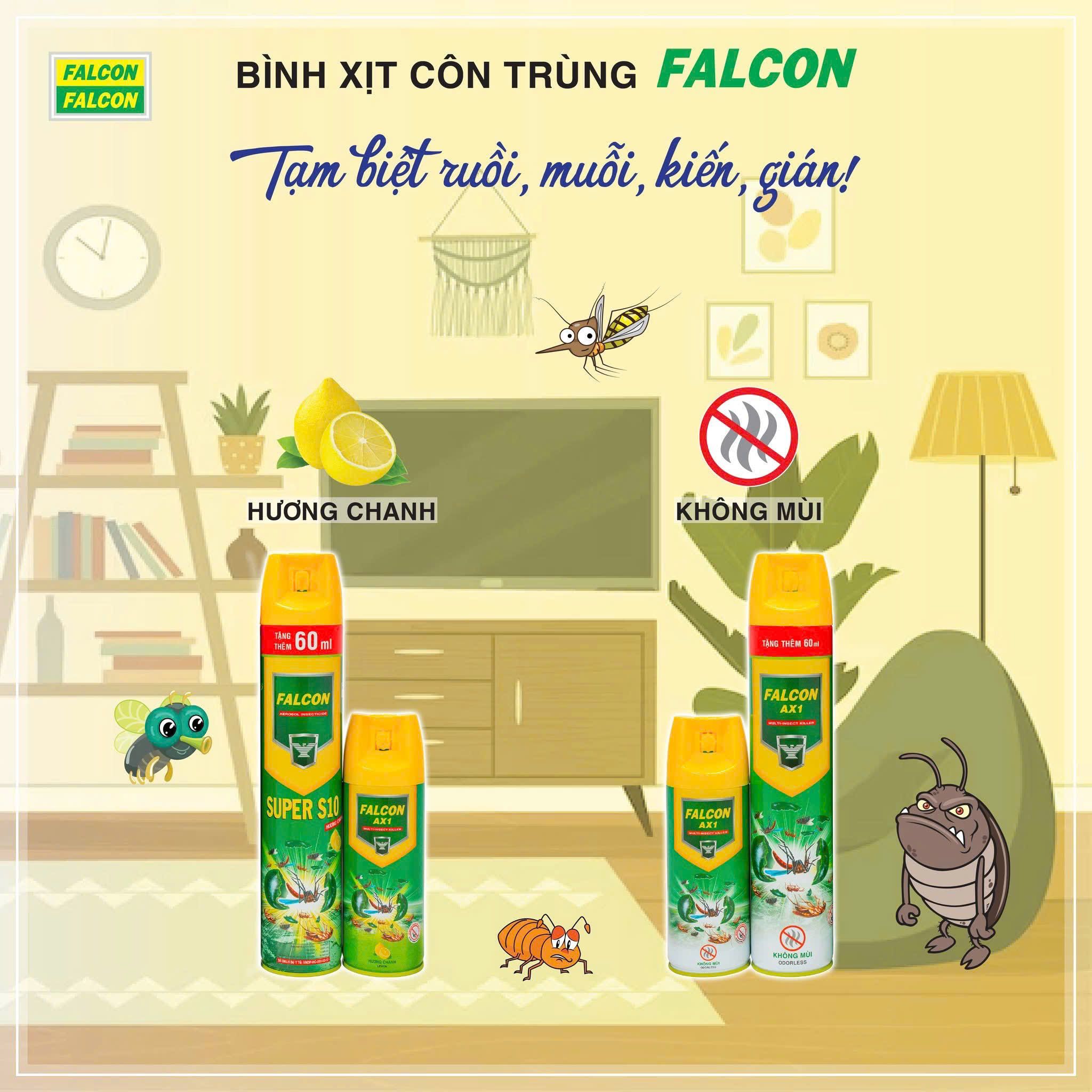 Bình xịt côn trùng FALCON AX1 300ml hương chanh 
