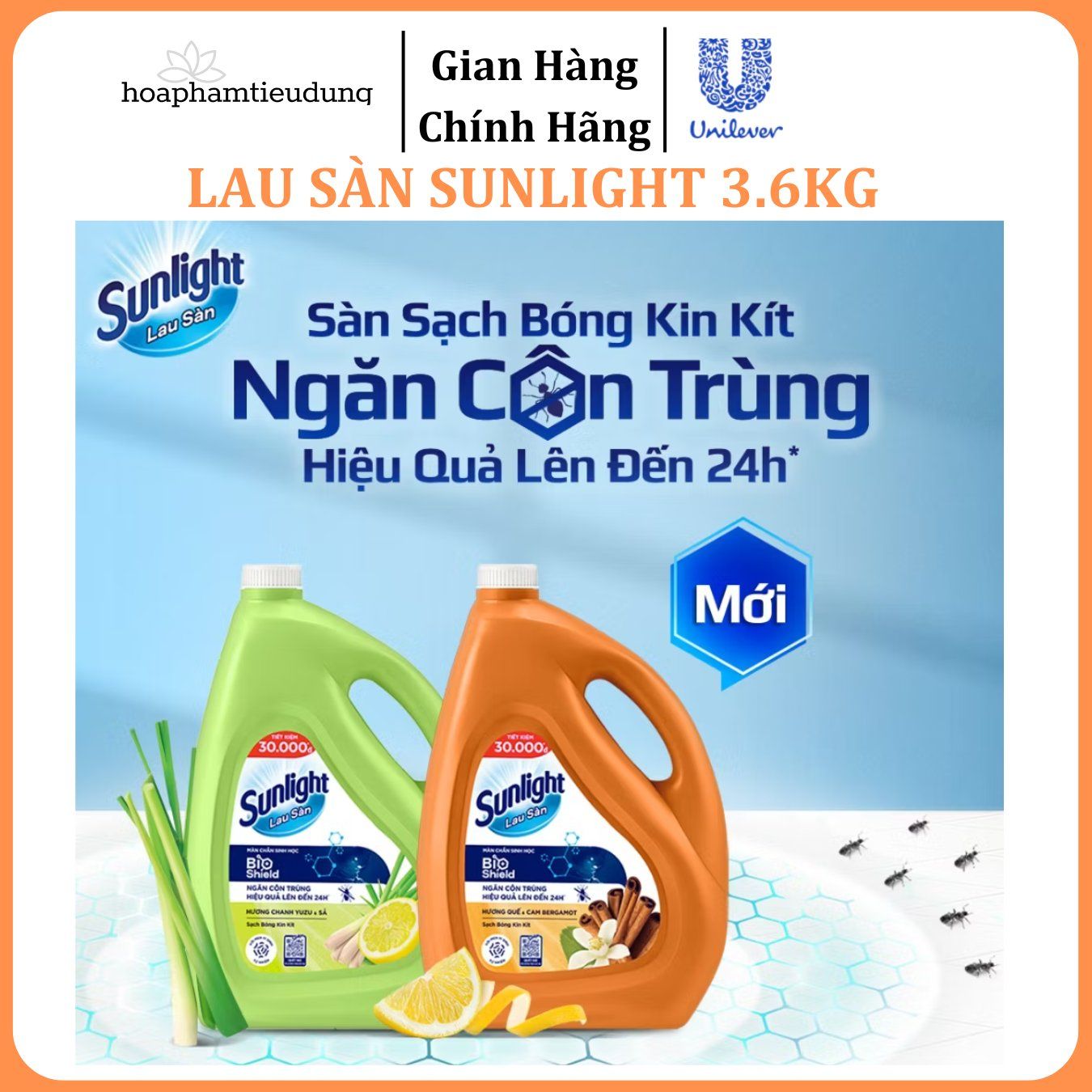  Nước lau sàn Sunlight tinh dầu thảo mộc hương hoa lily và hương thảo can 3.6kg 